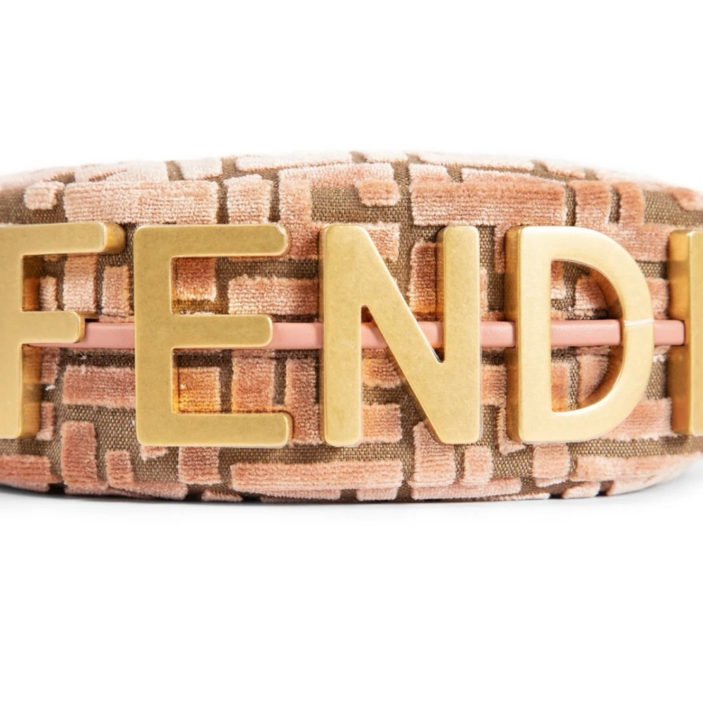 FENDI Fendigraphy mini FF logo velvet hobo crossbody bag - Picture 5 of 8